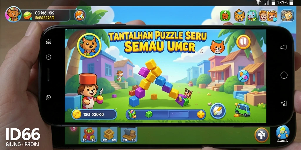 Tampilan gameplay ID66 yang penuh warna dan tantangan Puzzle.