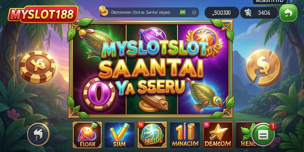 Tampilan utama gameplay MYSLOT188 dengan grafis cerah dan animasi menarik.