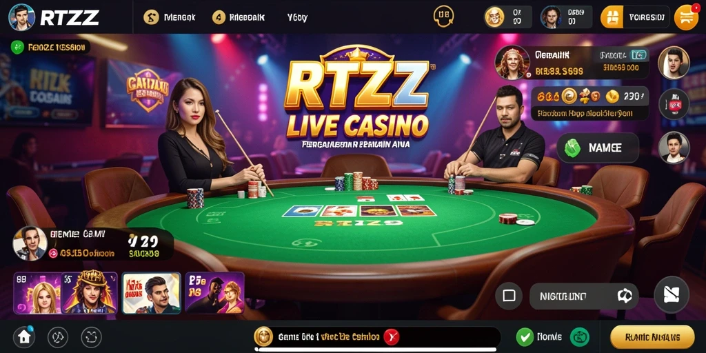 Screenshot gameplay Live Casino RTZZ yang menampilkan dealer langsung dan permainan yang seru.