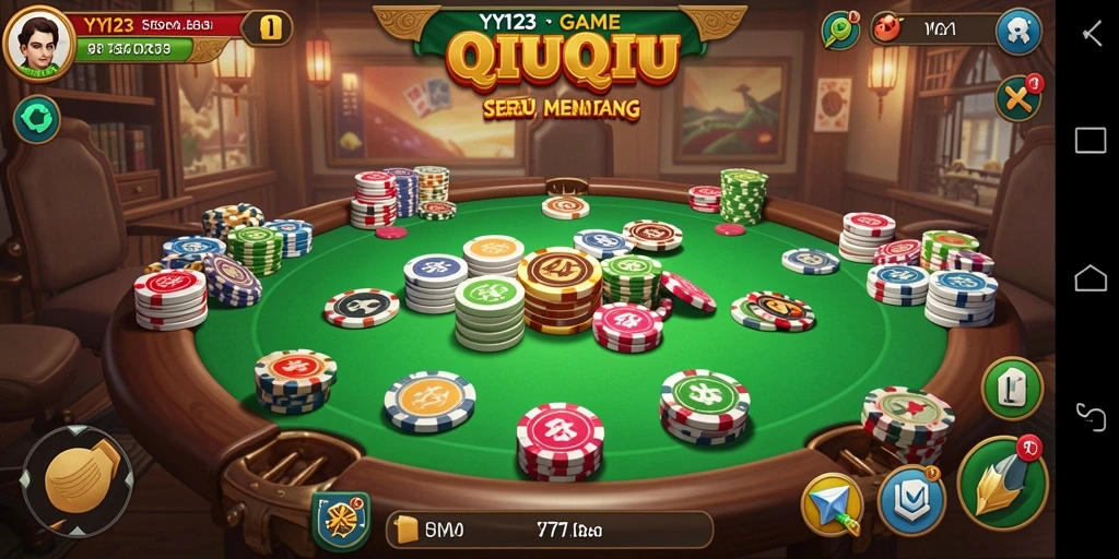 Tampilan gameplay seru dalam YY123 yang menampilkan strategi QiuQiu.