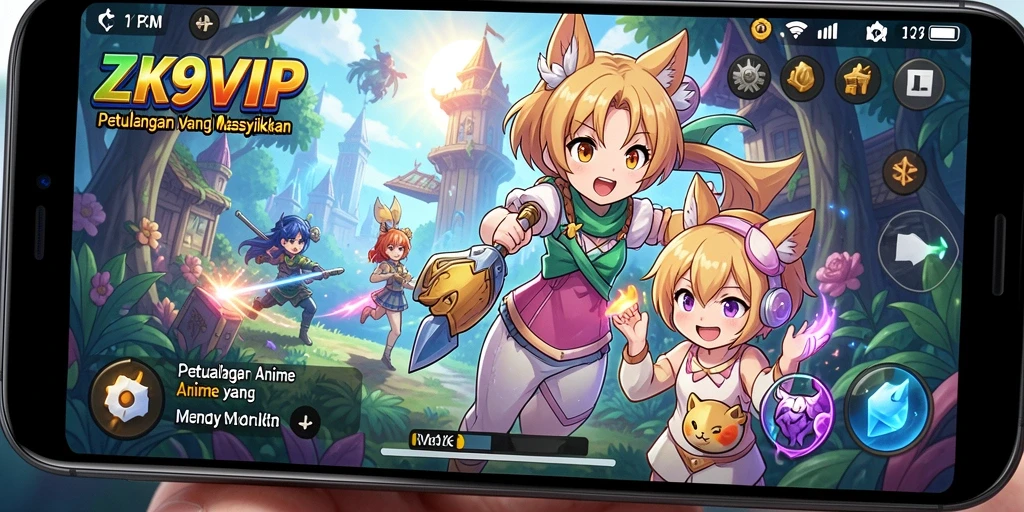 Screenshot gameplay ZK9VIP dengan karakter anime beraksi.